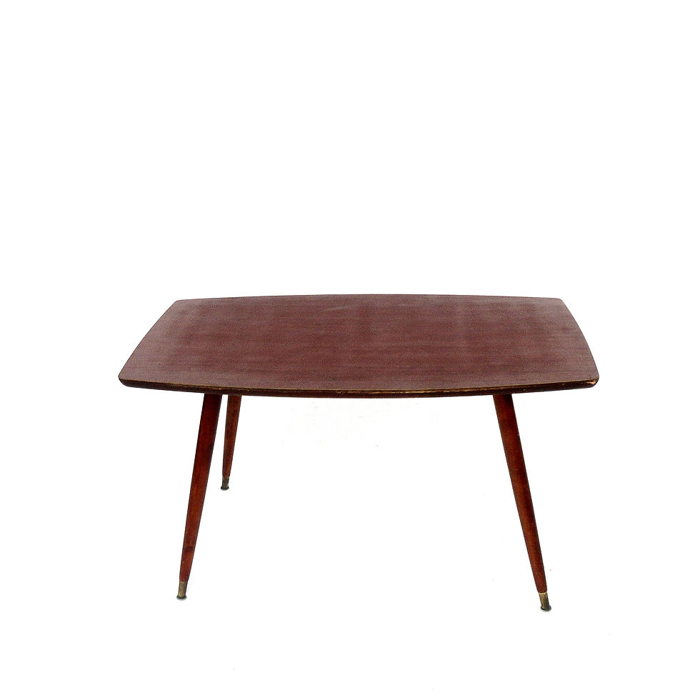 サムネイル： Retro 1950s small coffee table with brass feet from Sweden