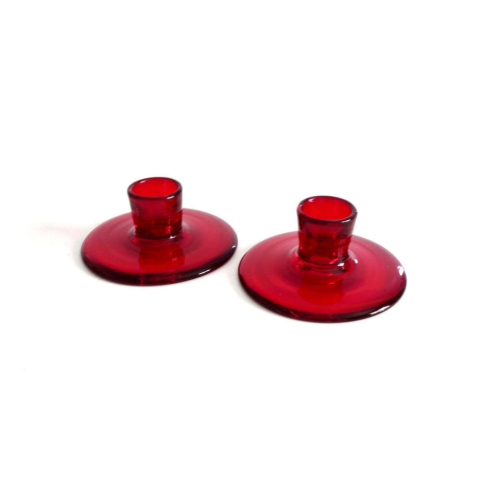 縮圖：Stunning red glass candleholders Reijmyre/handmade/Orrefors from Sweden