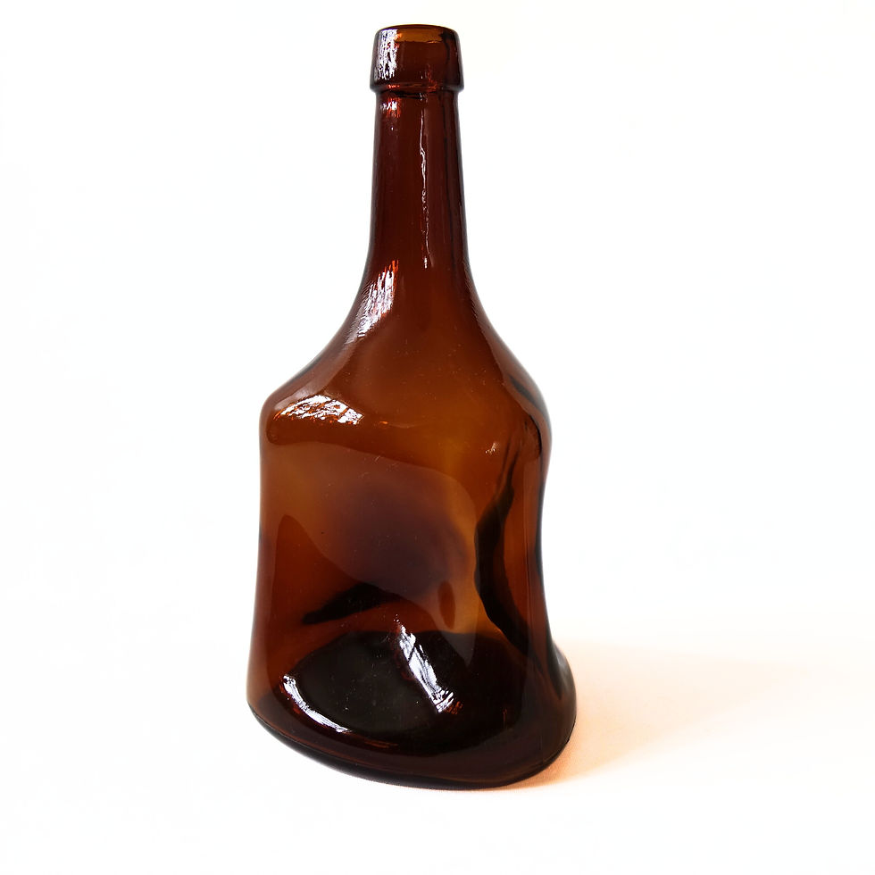 Thumbnail: Vintage brown glass bottle unique design from Sweden early 1900s