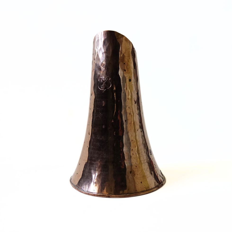 Thumbnail: Vintage medium size copper vase with engravings and handle from Sweden
