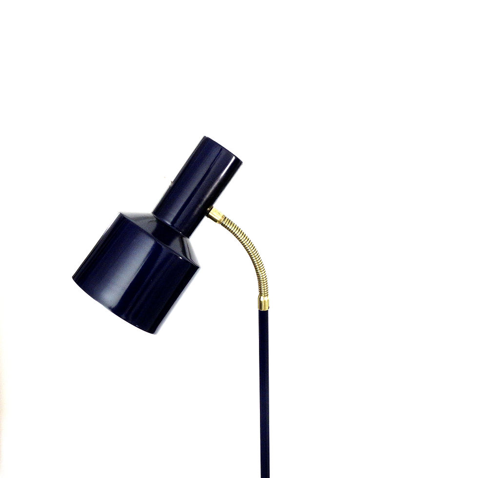 Thumbnail: Blue retro floor lamp with brass details from Sweden 1960s