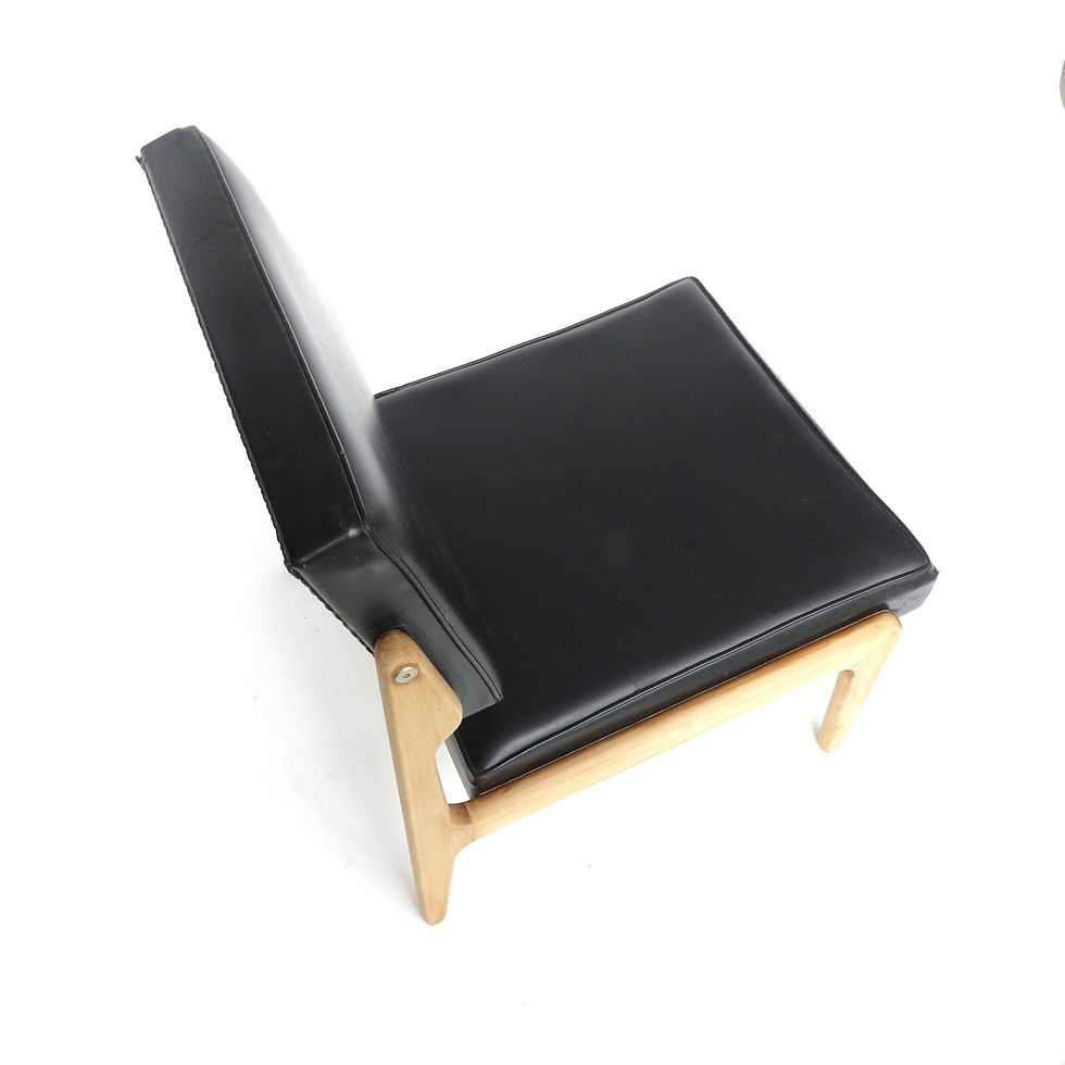 縮圖：Retro low lounge chair in birch and PWC from Sweden 1960s