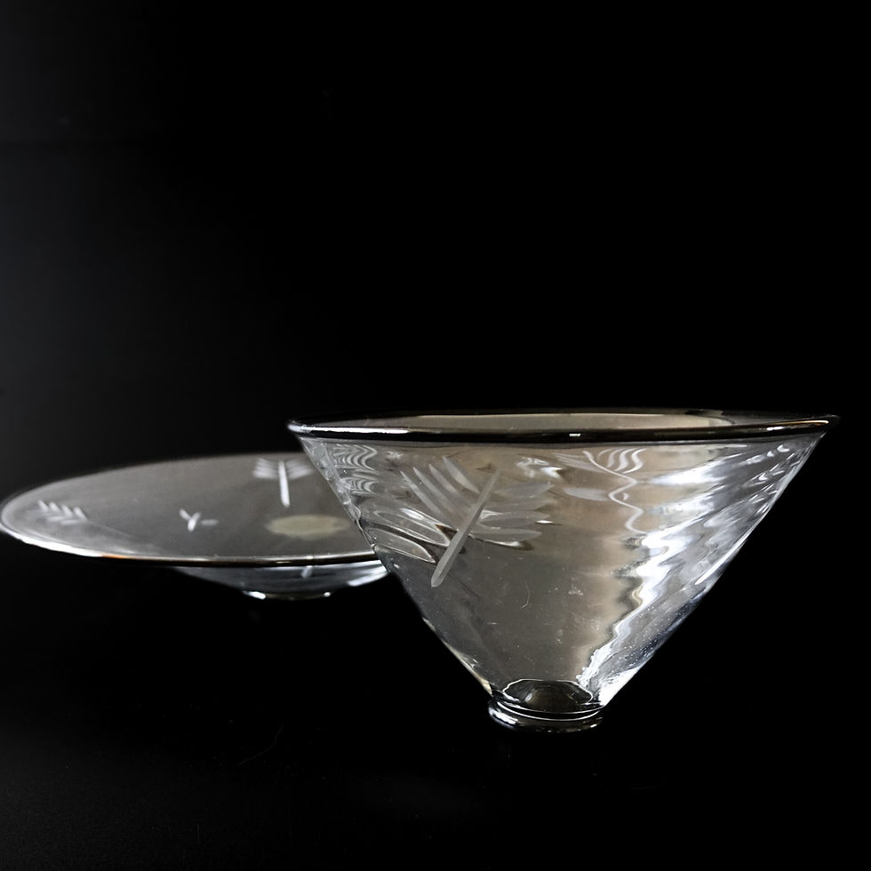 Thumbnail: Vintage stunning Handmade set of two glass bowls, signed W.R.C Tärnsjö Sweden