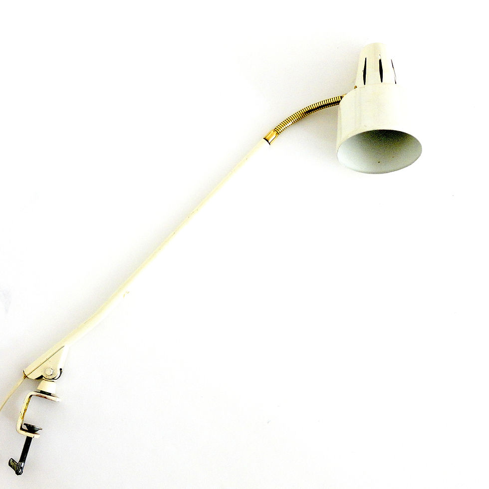 Thumbnail: Retro white Industrial lamp in metal with brass details from Sweden 1960s