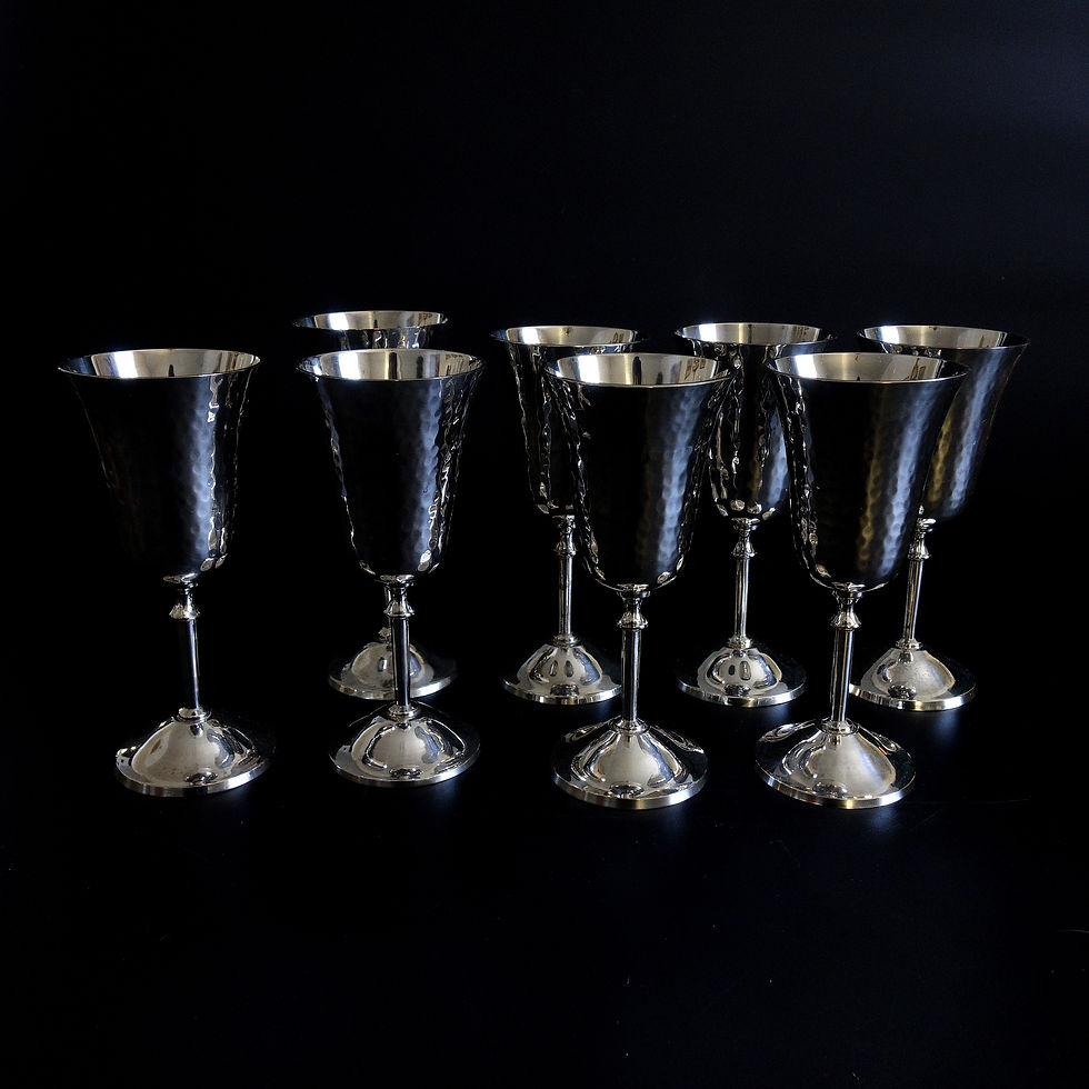 サムネイル： Antique silver plated wine/punsch/snaps glasses from Sweden early 1900s