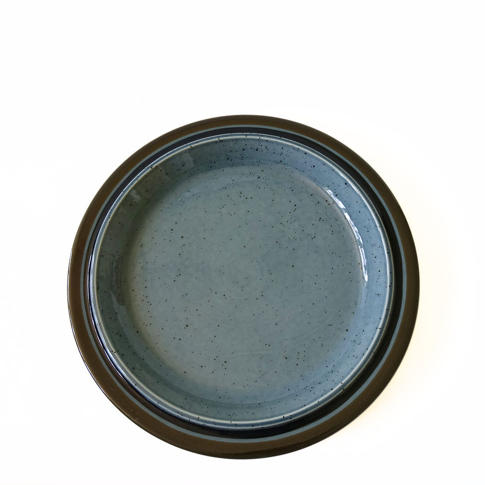縮圖：Vintage large blue ceramic plate "Meri" Arabia from Finland mid-century