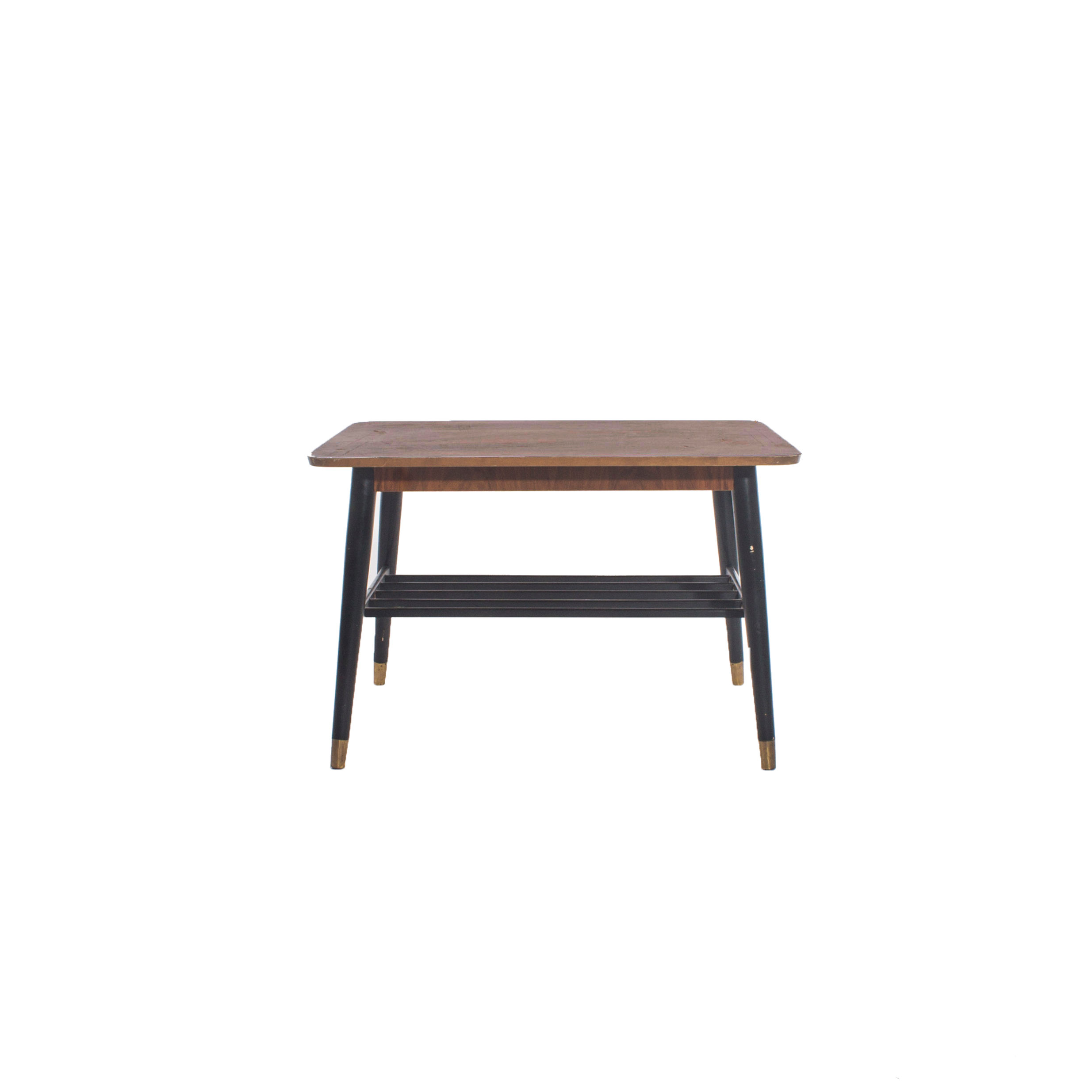 Retro Swedish side table/coffetable in teak and brass