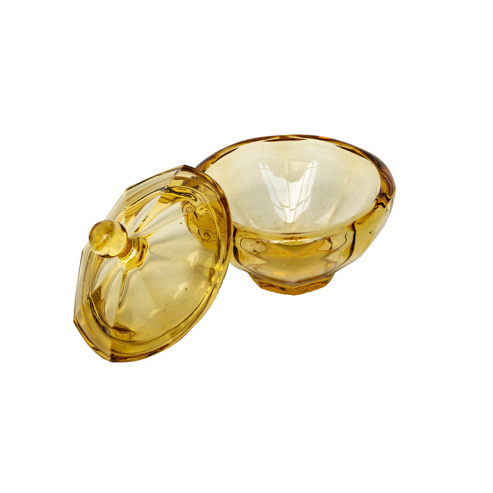 サムネイル： Small Retro amber colored glass bowl from Sweden 1960s