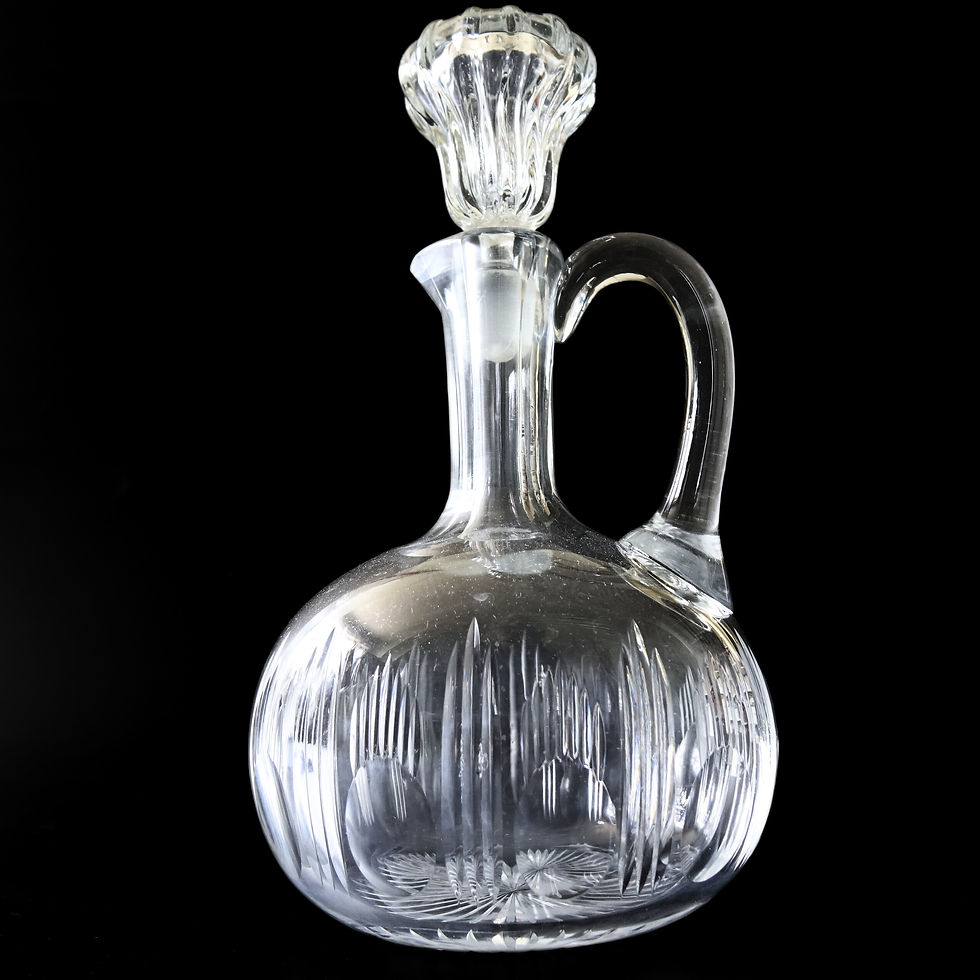 Thumbnail: Vintage crystal decanter with handle with debossed pattern from Sweden