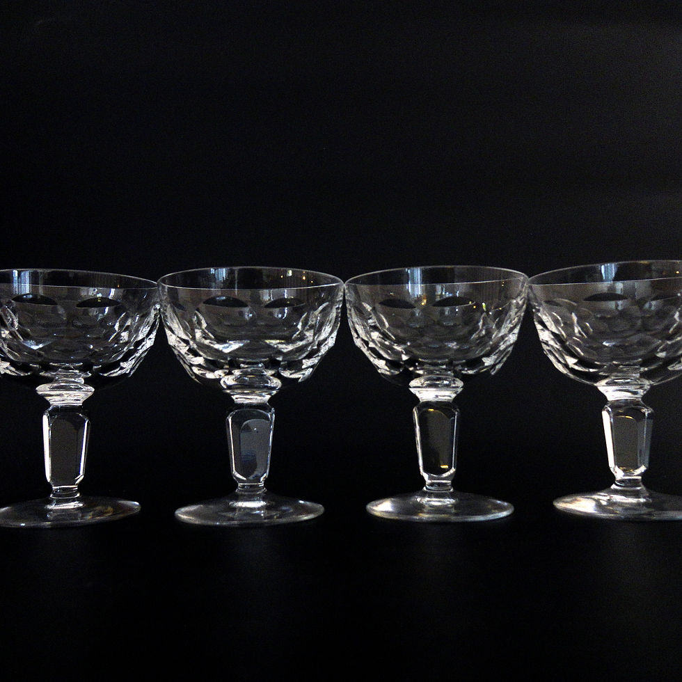Thumbnail: Vintage Crystal Champagne Glasses set of five from Sweden early 1900s