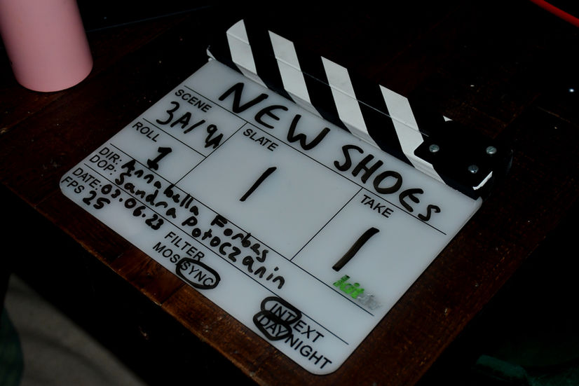 New Shoes clapper board.