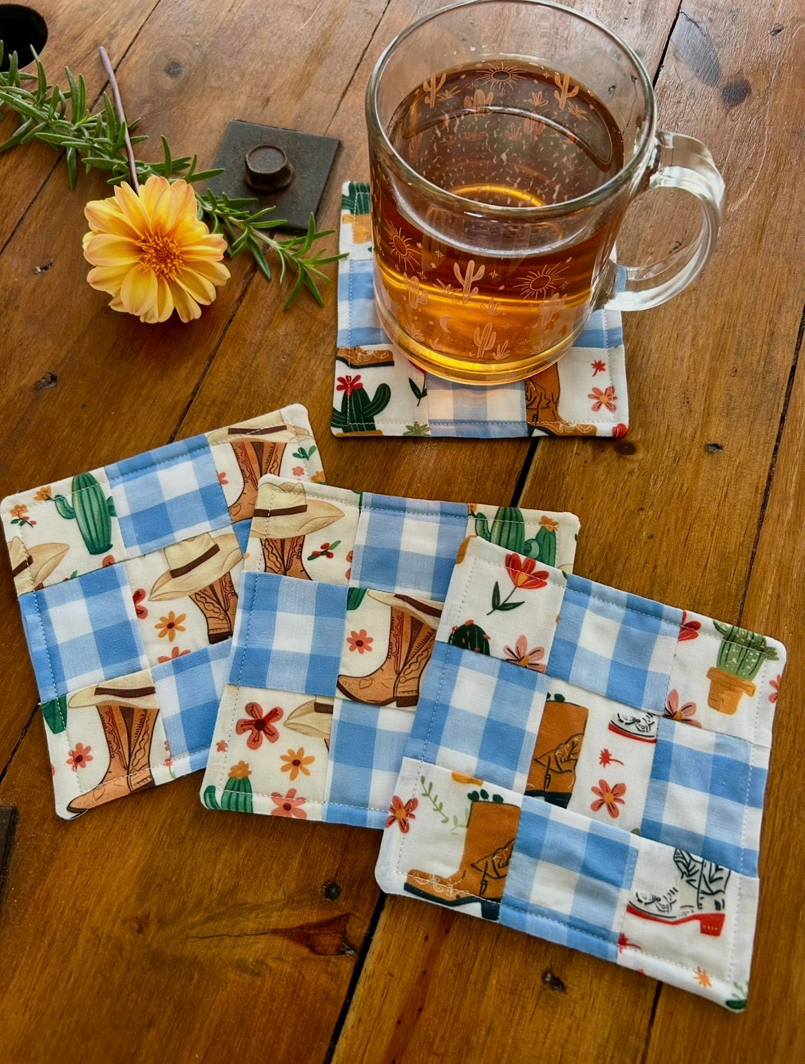 Boot Patchwork Drink Coasters