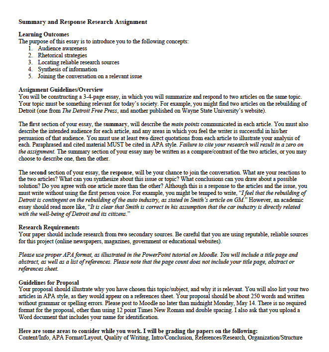 WRT 160 - Sample Assignments