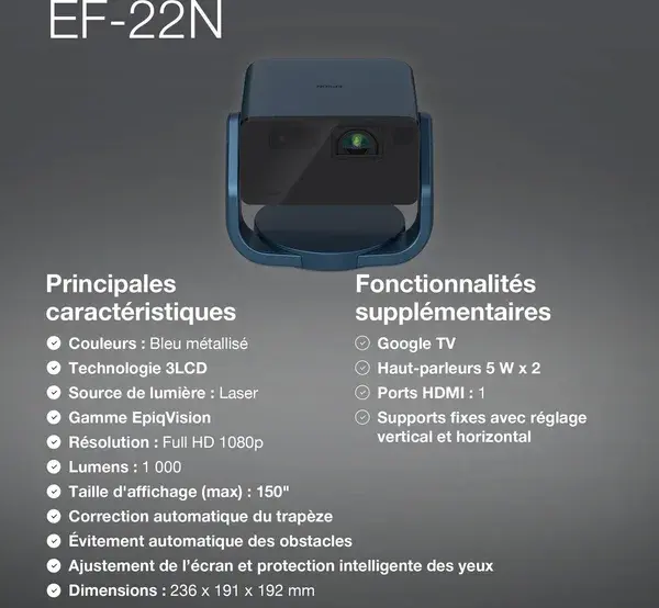 Miniature : Epson EF-22 Bleu métallisé - Vidéoprojecteur