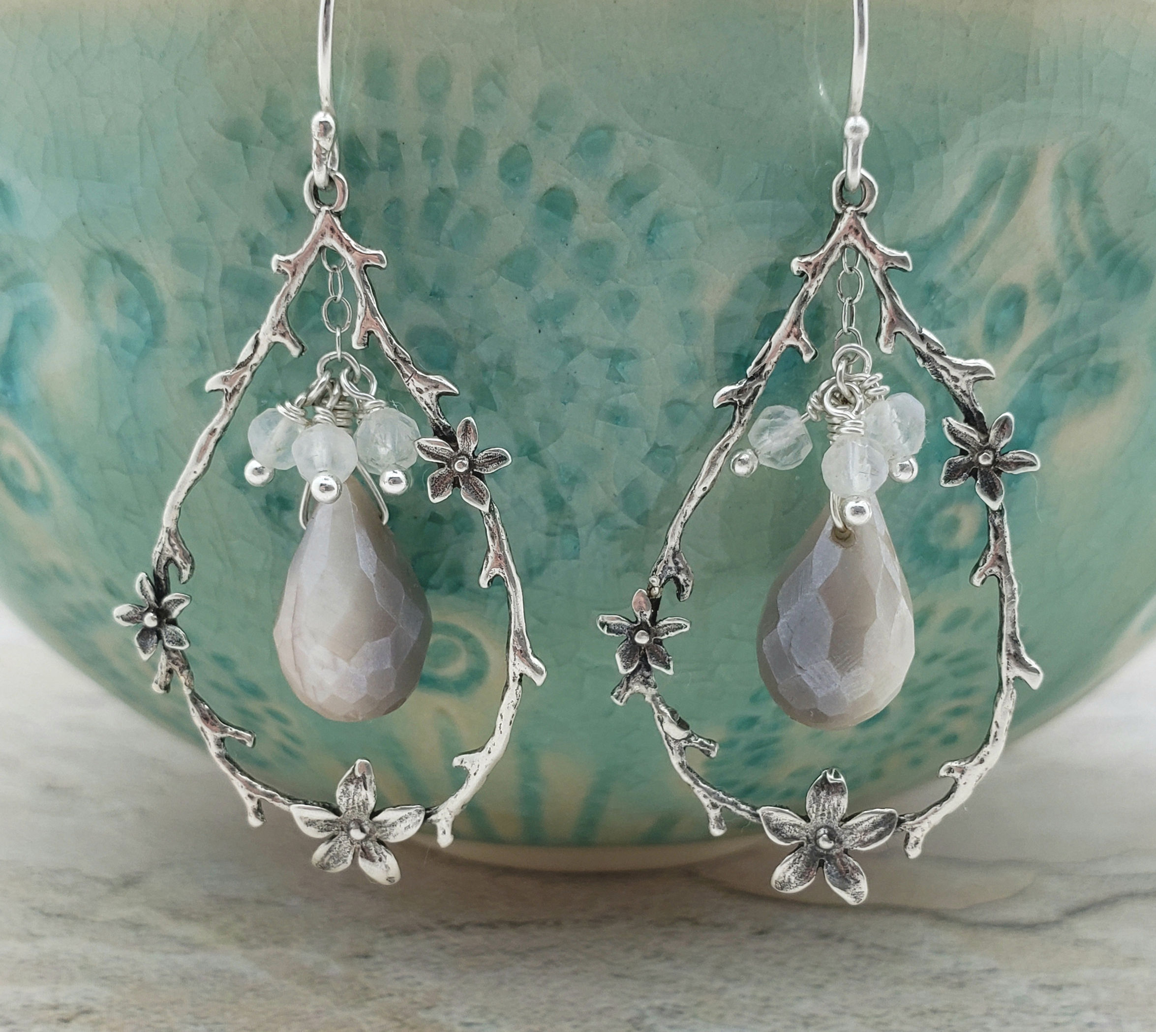 Mystic Moonstone and Sterling Silver Earrings