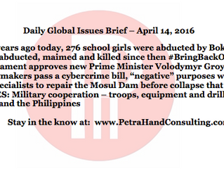 Daily Global Issues Brief - April 14, 2016 (headlines)