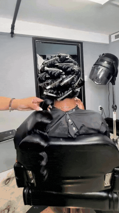 BaddiezInc model wearing black human hair wig