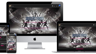 Responsive website displayed on desktop, laptop, tablet & smartphone