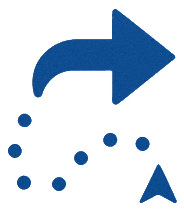 Directional arrow with a pathway route