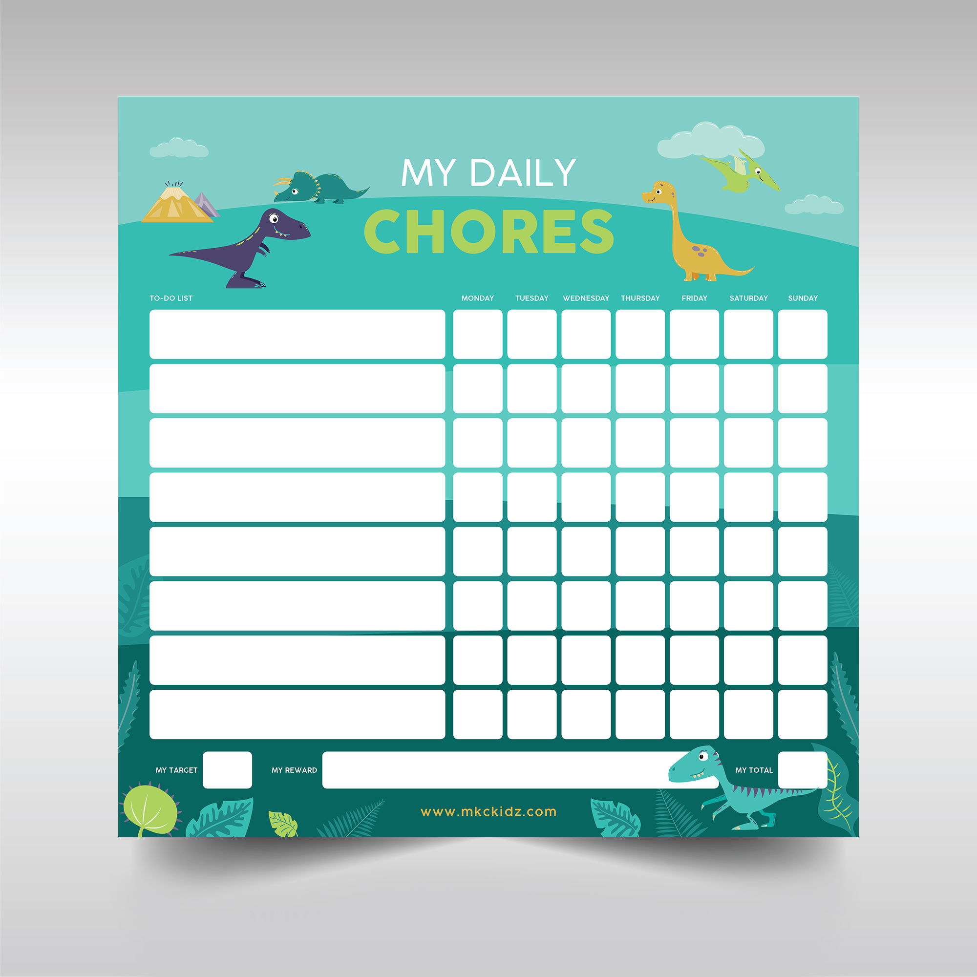 Magnetic Chores Chart (Dinosaurs)