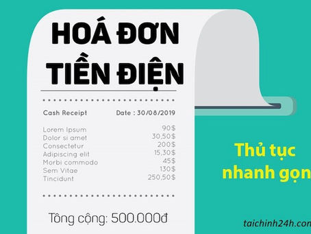 Vay tín chấp theo hóa đơn tiền điện lãi suất thấp, giải ngân nhanh