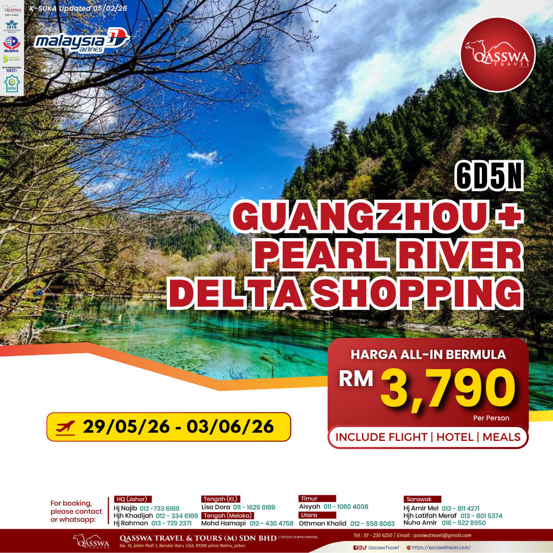 6D5N GUANGZHOU + PEARL RIVER DELTA SHOPPING