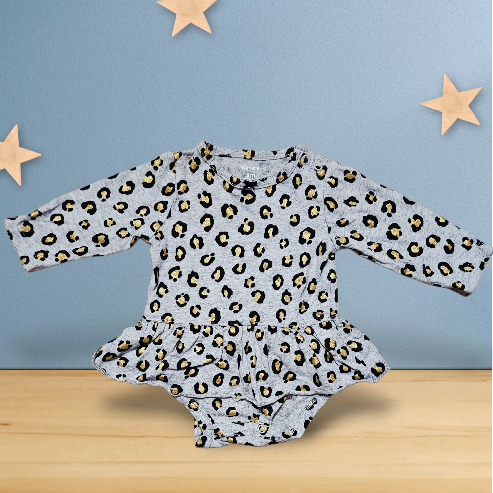 3 mois - Carter's - Cache-couche robe grise léopard
