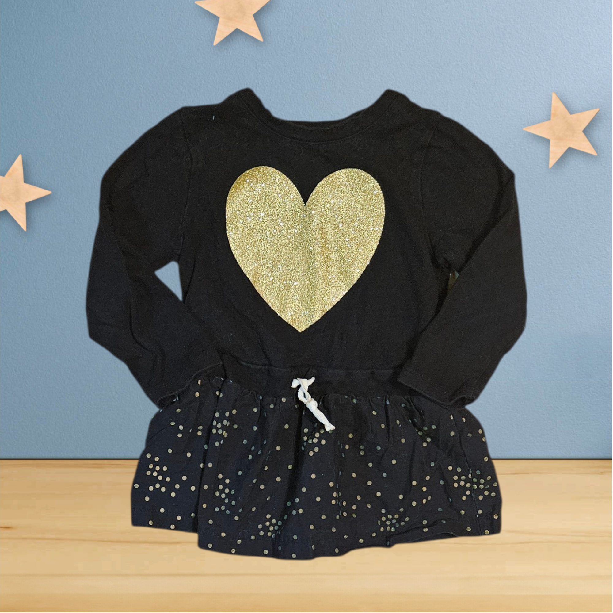 2 ans - Carter's - robe noire avec coeur doré