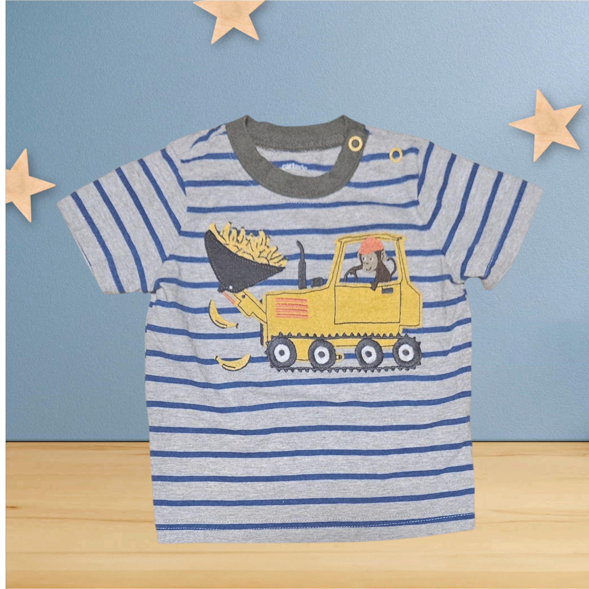 6 mois - Carter's - T-shirt rayé gris et bleu