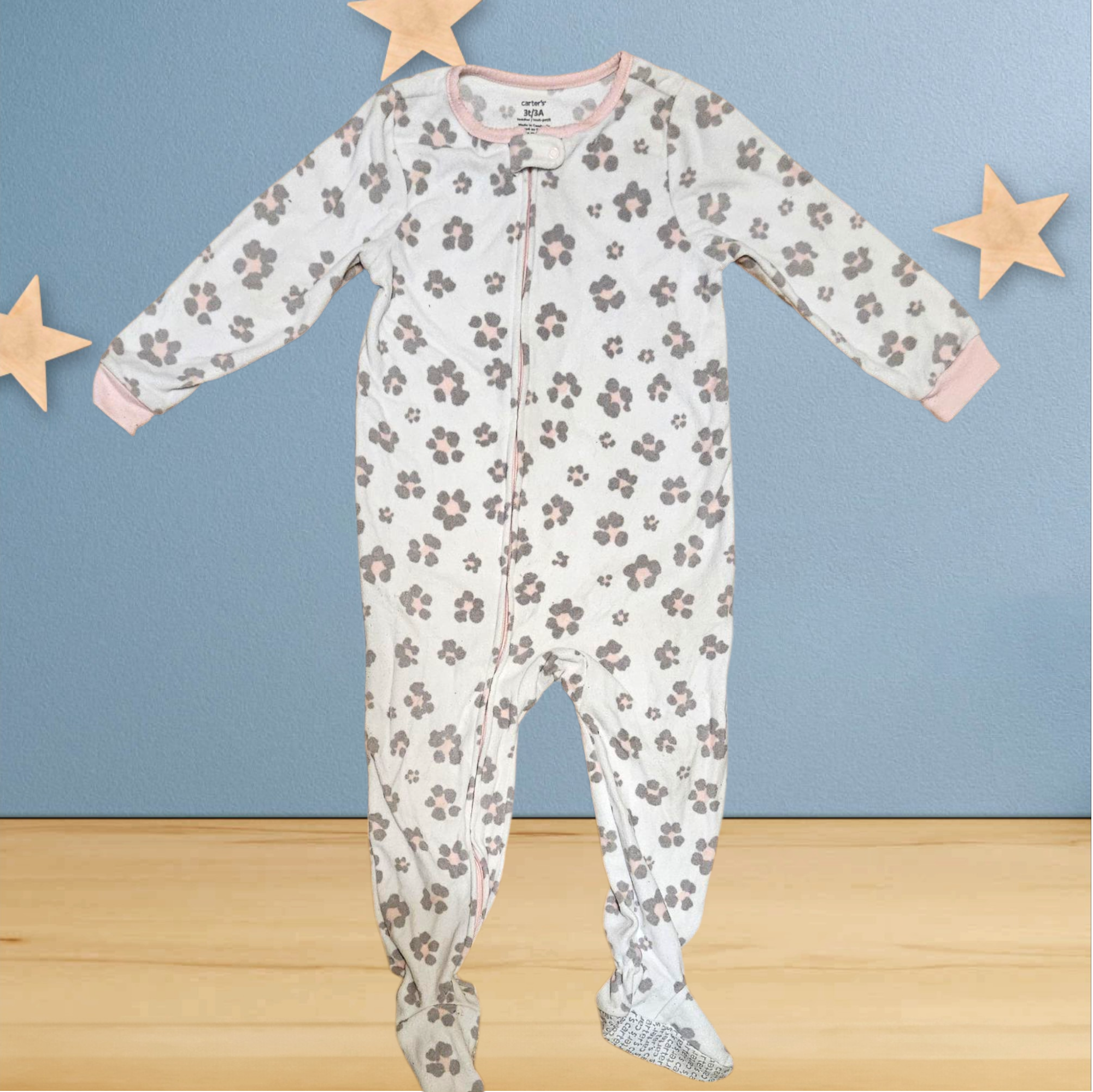 3 ans - Carter's - pyjama blanc à fleurs en polaire