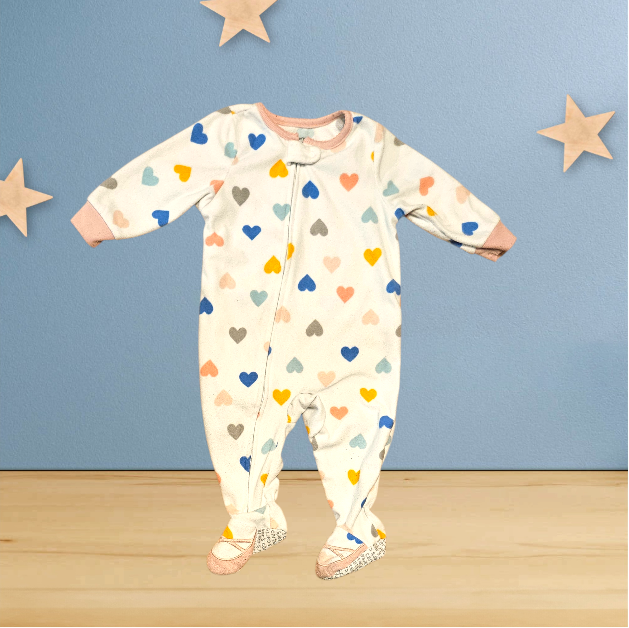 9 mois - Carter's - pyjama en polaire blanc avec coeurs