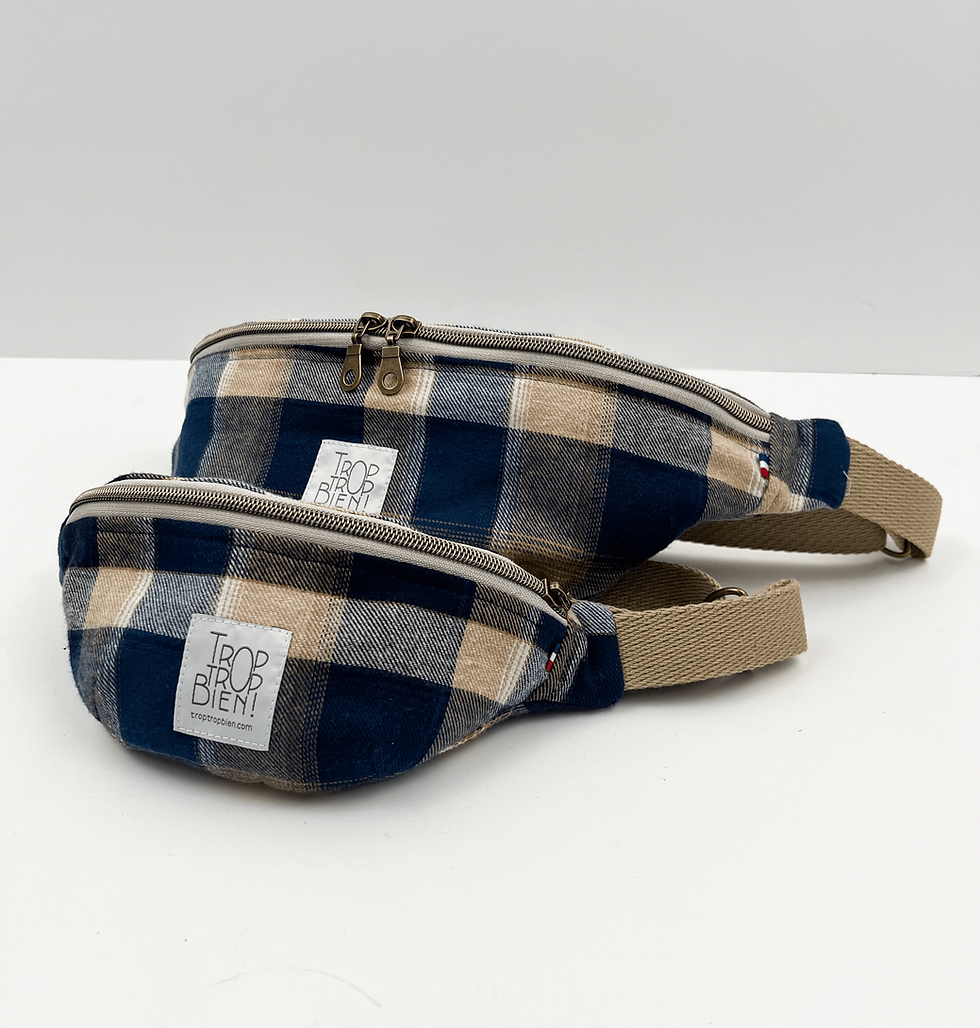 Miniature : La Banane flanelle tartan bleue S