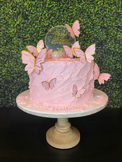 Pink Butterfly Birthday Cake