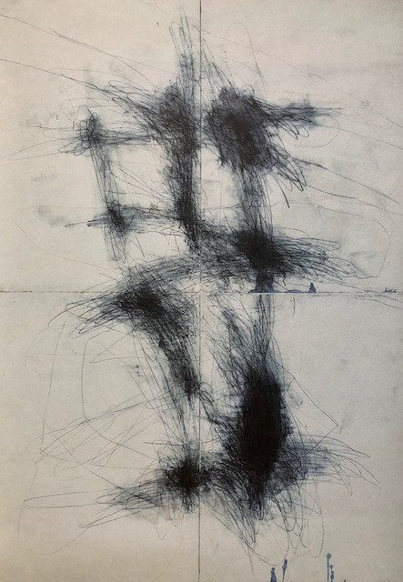 Arie de Groot: Verkennen der Lagen (1994), drawing on paper 210cm x 300cm