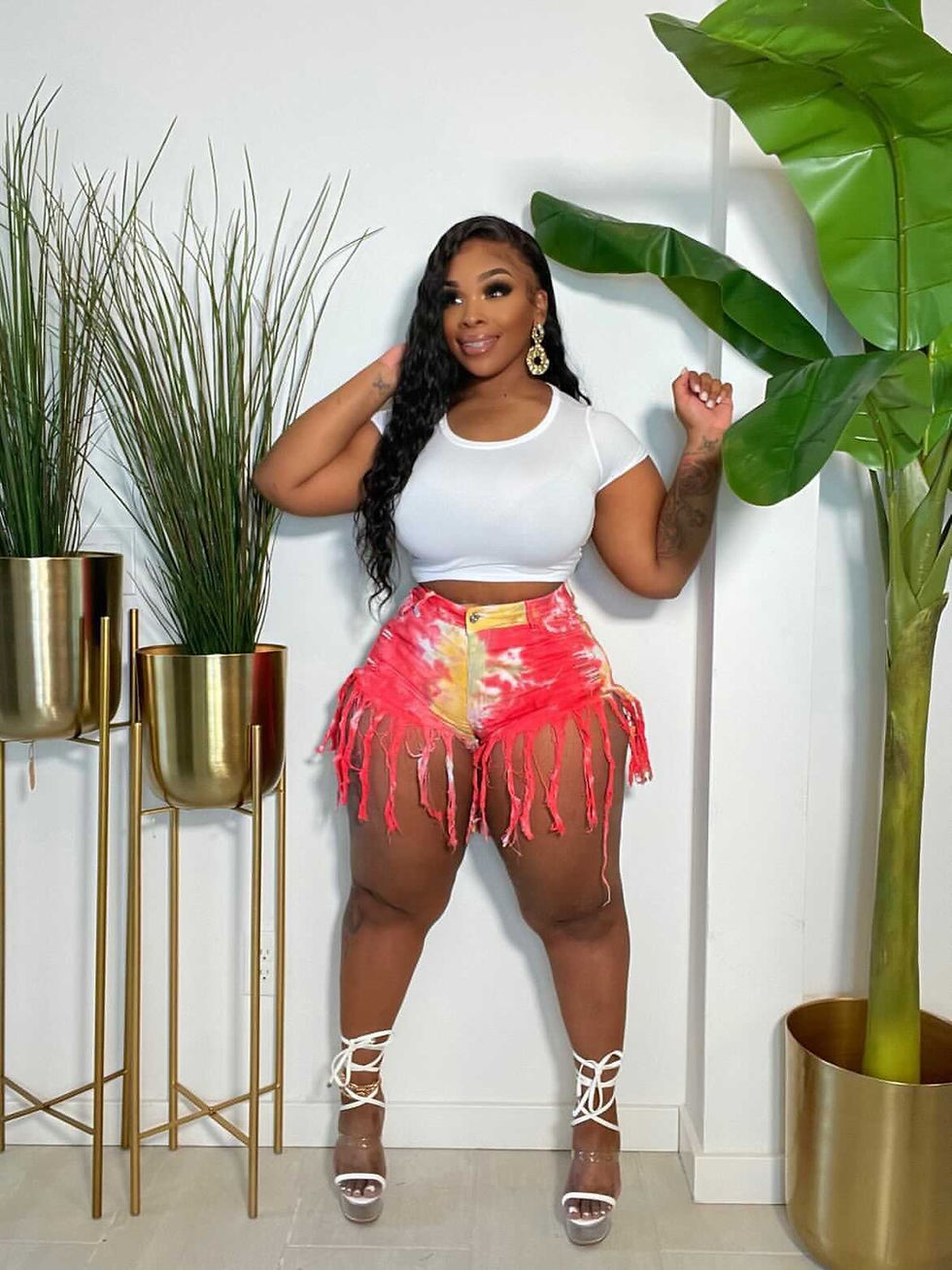 Thumbnail: Multi Mix Tye Dye Fringe Shorts