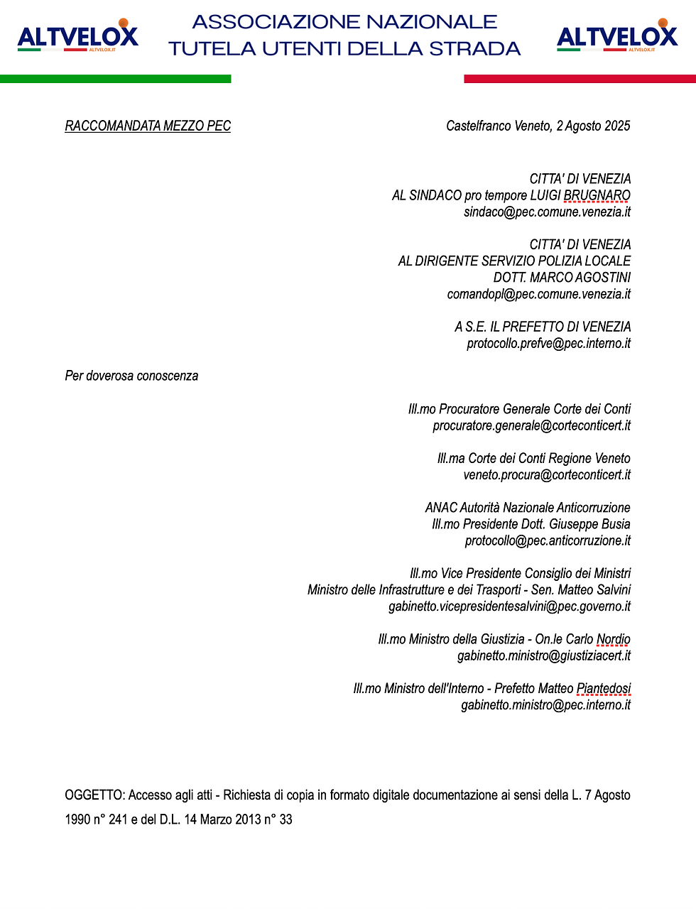 Accesso agli atti del 02.08.2025