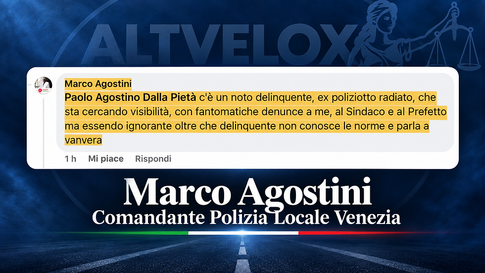 il 9 agosto 2025 cosi scriveva il comandante della polizia locale di venezia dal suo profilo facebook