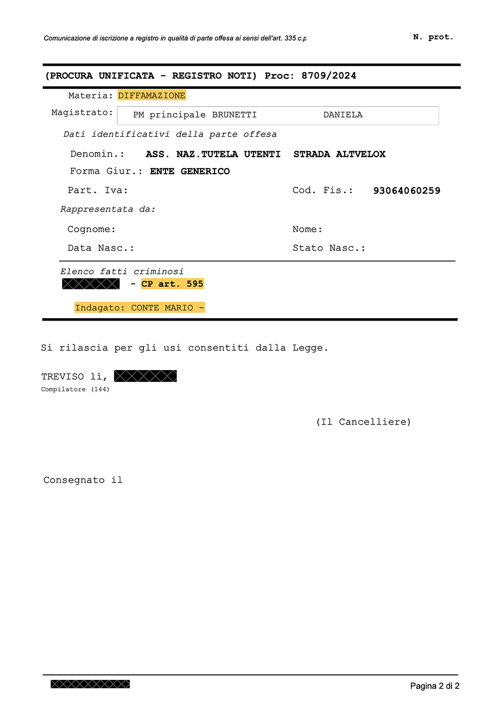 Procedimento penale Procura Treviso