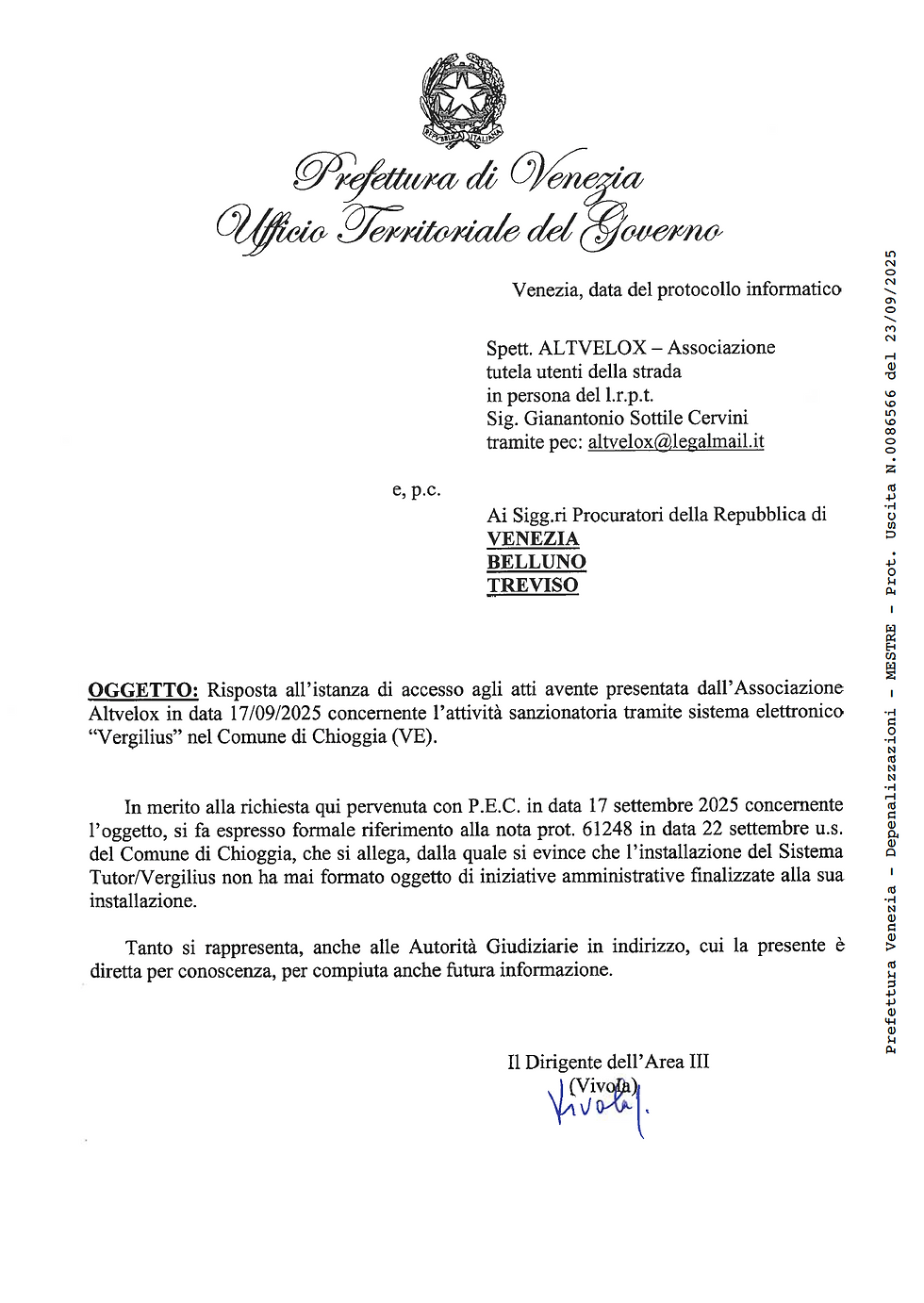 Prefetto di Venezia 23.09.2025