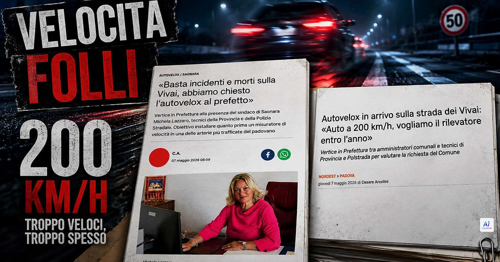 Saonara (PD) velocità “folli” e morti sulla strada dei Vivai: Altvelox chiede gli atti ma Comune e Prefettura chiudono la porta. Denunciati.