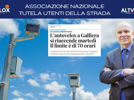 Galliera Veneta (PD): Autovelox privo di omologazione attivi dal 9 settembre. Sindaco e Dirigente Polizia Locale PD1A denunciati.