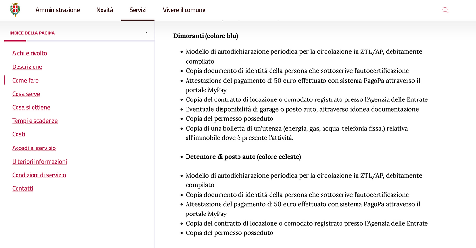 Sceenshot portale web comune di vicenza
