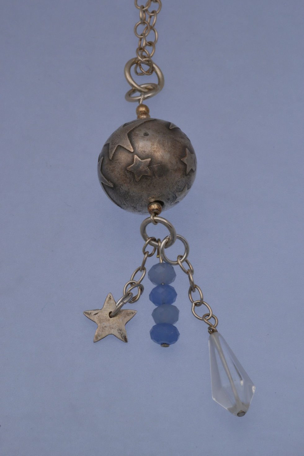 Thumbnail: unique necklace with silver clay beads, Italian glass beads and crystal beads