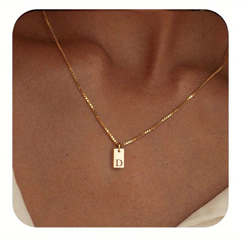 Thumbnail: 14k Golden Plated Initials Necklace for Women - Delicate Monogram Pendant, Name 