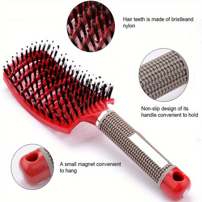 Thumbnail: WanMei 1pc Professional Curved Vented Hair Scalp Massage Brush for Women, ABS Ha