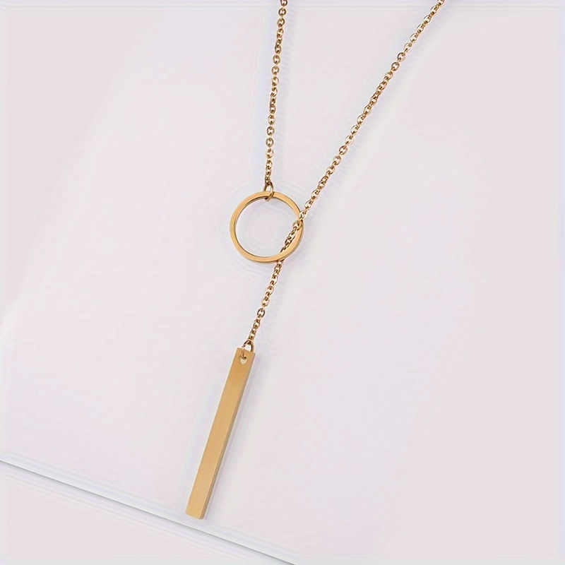 Thumbnail: Simple Chic Y-Necklace, Monochrome Circle Alloy Clavicle Necklace for Women, Rod