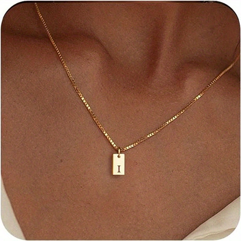 Thumbnail: 14k Golden Plated Initials Necklace for Women - Delicate Monogram Pendant, Name 