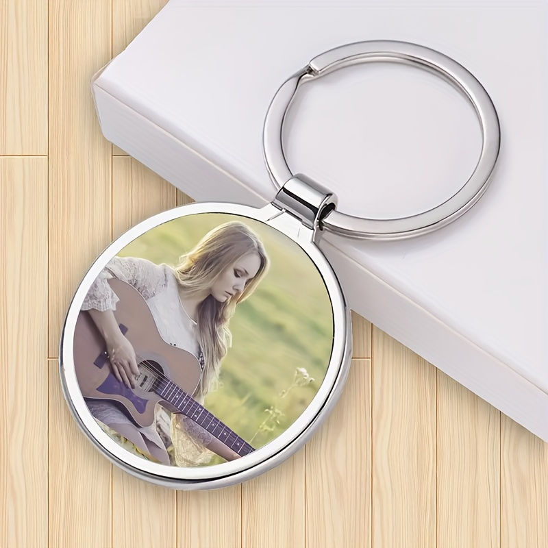 Thumbnail: 1pc Custom Photo Keychain - Personalized Zinc Alloy Glass Pendant with Romantic 