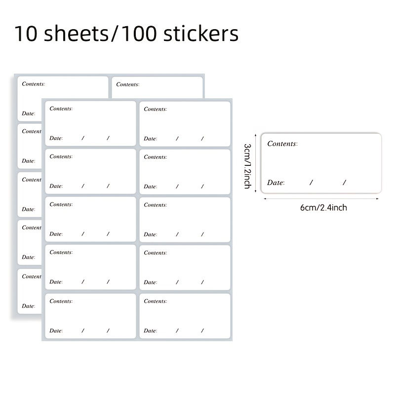 100pcs Waterproof Removable Freezer Labels- No Residue White Sticky Notes for Ki