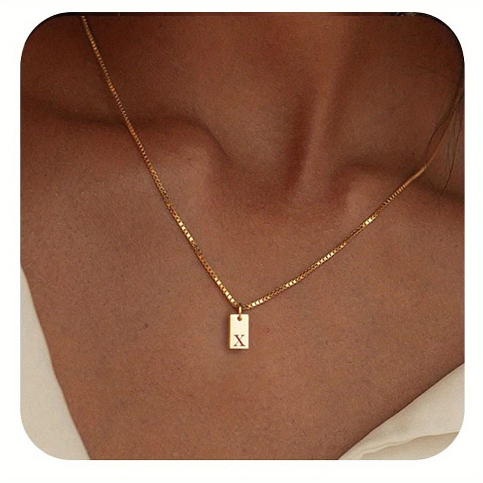 Thumbnail: 14k Golden Plated Initials Necklace for Women - Delicate Monogram Pendant, Name 